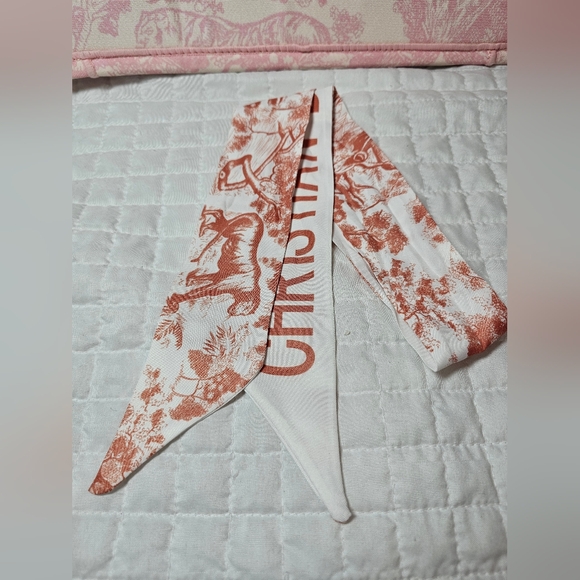 Dior Pink and White Logo Twilly Like New No Callouts - Picture 2 of 4